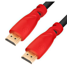 Кабель 2.0m HDMI версия 1.4, черный, красные коннекторы, OD7.3mm, 30/30 AWG, позолоченные контакты, Ethernet 10.2 Гбит/с, 3D, 4K GCR-HM350-2.0m, экран