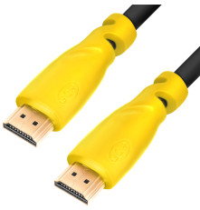 Кабель 1.5m HDMI версия 1.4, черный, желтые коннекторы, OD7.3mm, 30/30 AWG, позолоченные контакты, Ethernet 10.2 Гбит/с, 3D, 4K GCR-HM340-1.5m, экран