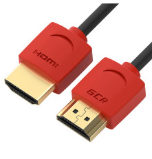 Кабель SLIM 2.0m HDMI 2.0, красные коннекторы Slim, OD3.8mm, HDR 4:2:2, Ultra HD, 4K 60 fps 60Hz, 3D, AUDIO, 18.0 Гбит/с, 32/32 AWG, GCR-51215