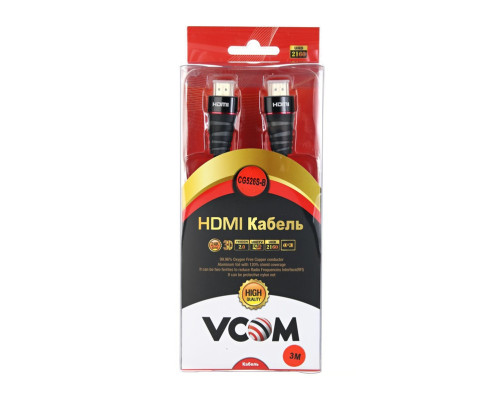 Кабель HDMI 19M/M ver. 2.0 черные коннекторы, 3m VCOM <CG526S-B-3M> Blister