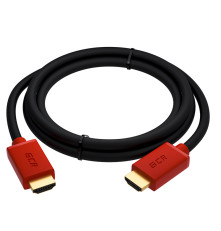 Кабель 2.0m HDMI версия 1.4, черный, красные коннекторы, OD7.3mm, 30/30 AWG, позолоченные контакты, Ethernet 10.2 Гбит/с, 3D, 4K GCR-HM450-2.0m, экран