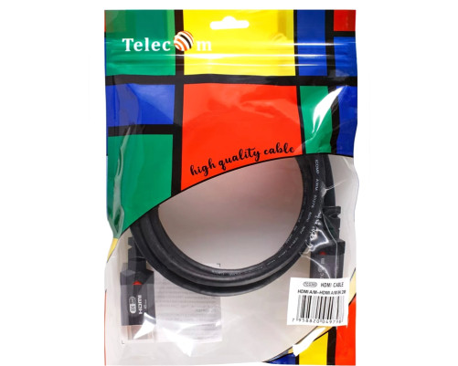 Кабель HDMI 19M/M,ver. 2.1, 8K@60 Hz 2m метал разъемы, Telecom <TCG365-2M>