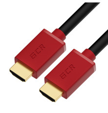 Кабель 1.5m HDMI версия 1.4, черный, красные коннекторы, OD7.3mm, 30/30 AWG, позолоченные контакты, Ethernet 10.2 Гбит/с, 3D, 4K GCR-HM450-1.5m, экран