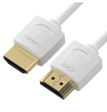 Кабель HDMI2.0 для AppleTV, SLIM, 1.5m, белый, OD3.8mm, HDR 4:2:0, Ultra HD, 4K60Hz, 18.0 Гбит/с, 32/32 AWG