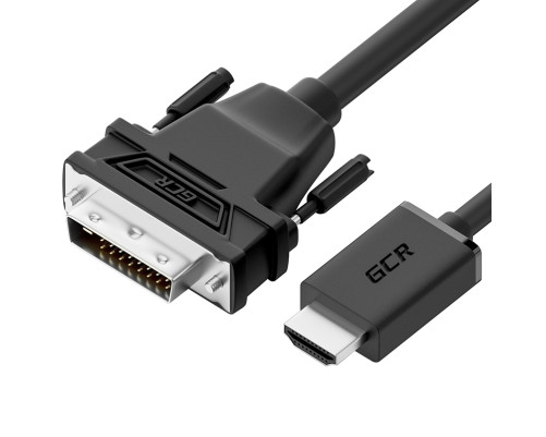 Кабель 5.0m HDMI-DVI, 19M / 25M Dual Link, черный, 30 AWG, двойной экран, GCR-55523