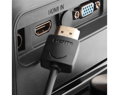 Кабель SLIM 1.5m HDMI 2.0, черный Slim, OD3.8mm, HDR 4:2:2, Ultra HD, 4K 60 fps 60Hz, 3D, AUDIO, 18.0 Гбит/с , 32/32 AWG, GCR-51595