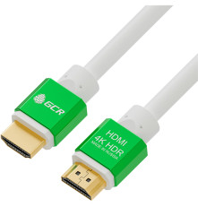 Кабель 1.0m HDMI версия 2.0, HDR 4:2:2, Ultra HD, 4K 60 fps 60Hz/5K*30Hz, 3D, AUDIO, 18.0 Гбит/с, 28/28 AWG, OD7.3mm, тройной экран, белый, AL корпус зеленый, GCR-51295