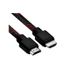 Кабель 1.5m HDMI 2.0, BICOLOR черно-красный нейлон, Ultra HD, 4K 60 fps 60Hz/5K*30Hz, 3D, AUDIO, 18.0 Гбит/с, 28AWG