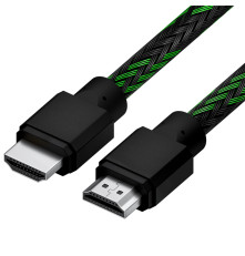 Кабель 1.5m HDMI 2.0, BICOLOR черно-зеленый нейлон, Ultra HD, 4K 60 fps 60Hz/5K*30Hz, 3D, AUDIO, 18.0 Гбит/с, 28AWG