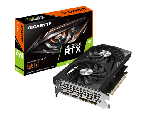 Видеокарта GIGABYTE RTX3050 WINDFORCE OC 8GB GDDR6, RTX3050, HDMI, DP, DVI, 8G,D6