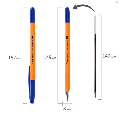 Ручка шариковая BRAUBERG M-500 ORANGE