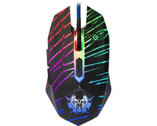 Мышь проводная игровая Defender Dark Agent GM-590L, 6 кнопок,12800 dpi, подсветка, черный