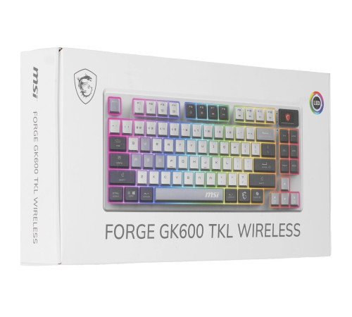 Клавиатура беспроводная игровая MSI FORGE GK600, RGB LED, 4000 mA/h, белый/синий/черный