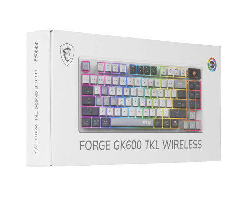 Клавиатура беспроводная игровая MSI FORGE GK600, RGB LED, 4000 mA/h, белый/синий/черный Клавиатура беспроводная игровая MSI FORGE GK600, RGB LED, 4000 mA/h, белый/синий/черный