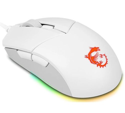 Мышь проводная игровая MSI Clutch GM11, 5000 dpi, RGB lighting, белый