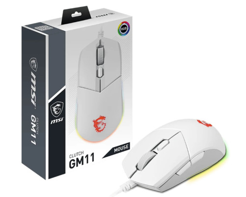 Мышь проводная игровая MSI Clutch GM11, 5000 dpi, RGB lighting, белый Мышь проводная игровая MSI Clutch GM11, 5000 dpi, RGB lighting, белый