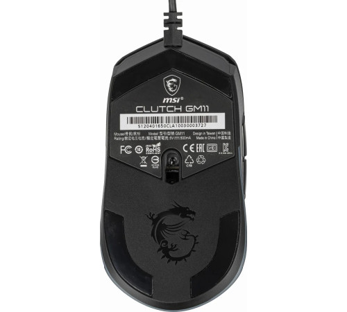 Мышь проводная игровая MSI Clutch GM11, 5000 dpi, RGB lighting, черный
