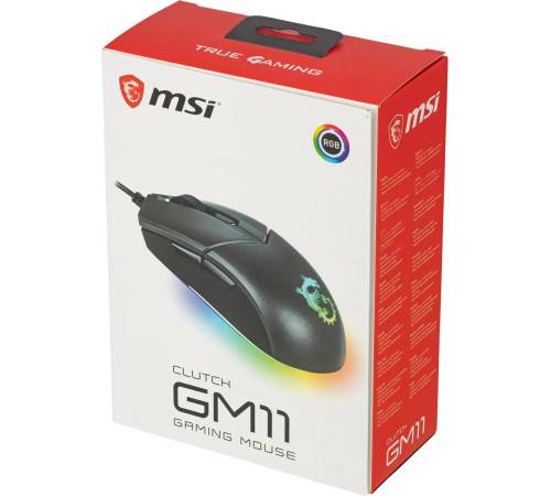 Мышь проводная игровая MSI Clutch GM11, 5000 dpi, RGB lighting, черный