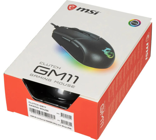 Мышь проводная игровая MSI Clutch GM11, 5000 dpi, RGB lighting, черный