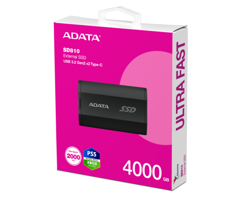 Внешний накопитель SSD 4TB ADATA SD810, USB 3.2, черный Внешний накопитель SSD 4TB ADATA SD810, USB 3.2, черный