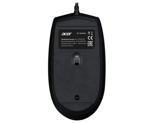 Мышь проводная Acer OMW126, 3 кнопки, 1000 dpi, USB, черный Мышь проводная Acer OMW126, 3 кнопки, 1000 dpi, USB, черный