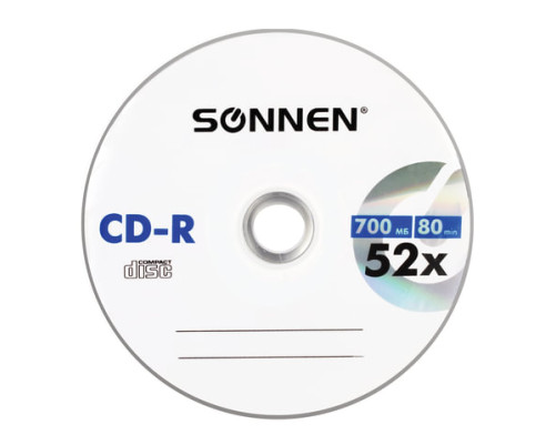 Диски CD-R SONNEN 700 Mb 52x Cake Box, КОМПЛЕКТ 50 шт.