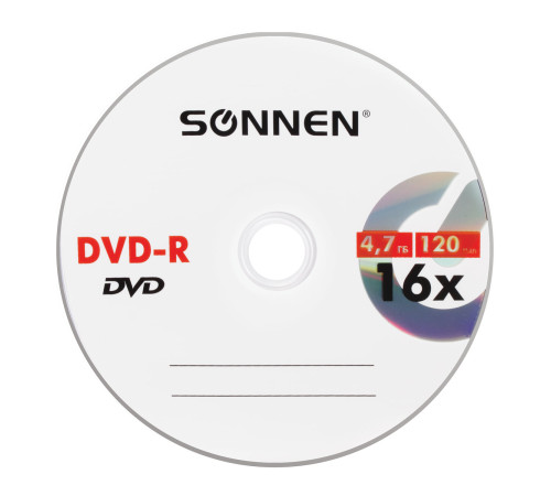 Диски DVD-R SONNEN, 4,7 Gb 16x, 50 шт.