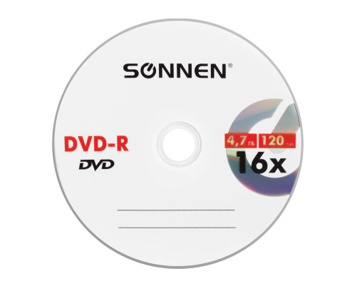 Диски DVD-R SONNEN, 4,7 Gb 16x, 50 шт.