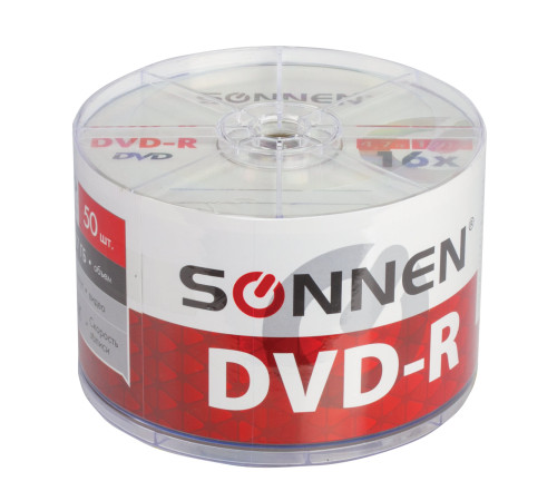 Диски DVD-R SONNEN, 4,7 Gb 16x, 50 шт.