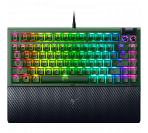 Клавиатура проводная игровая Razer BlackWidow V4 75% - Phantom Green Ed., черный