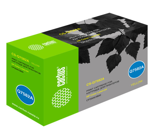 Картридж Cactus CS-Q7582A Q7582A для HP LJ CP3505/3800, желтый (6000 стр.)