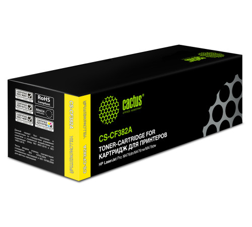 Картридж Cactus CS-CF382A CF382A для HP LJ Pro M476dn/M476nw/M476dw, желтый (2700 стр.)