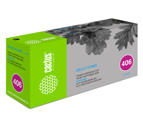 Картридж Cactus CS-CLT-C406S CLT-C406S для Samsung CLP-360/365/CLX-3300, голубой (1000 стр.)