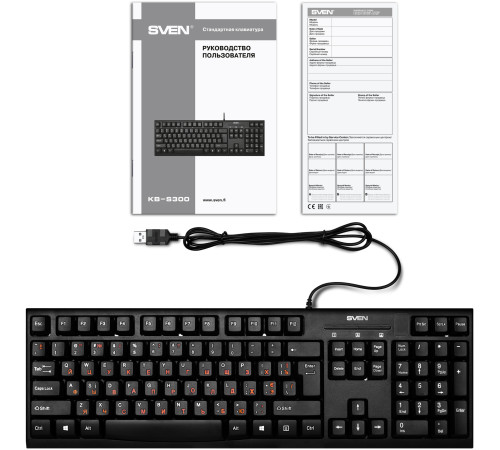 Клавиатура проводная SVEN KB-S300, 104 клавиши, черный
