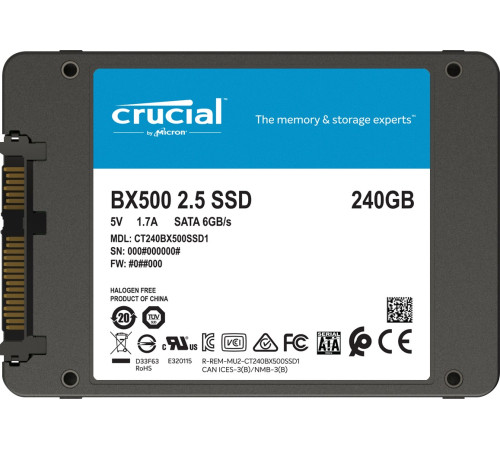 Твердотельный накопитель Crucial BX500, 240GB, 2.5"