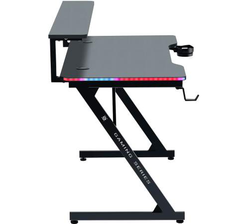 Стол компьютерный Defender Adamant, полка, подвесы, черный, МДФ, RGB