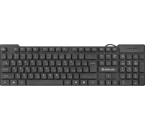 Клавиатура проводная Defender Element HB-190 USB RU, полноразмерная, черный