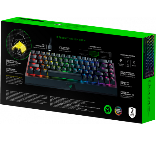 Клавиатура беспроводная игровая Razer BlackWidow V3 Mini HyperSpeed,черный