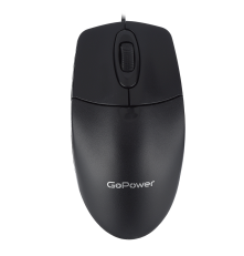 Мышь проводная GoPower GPM01, 3 кнопки, 1000 dpi, USB, черный