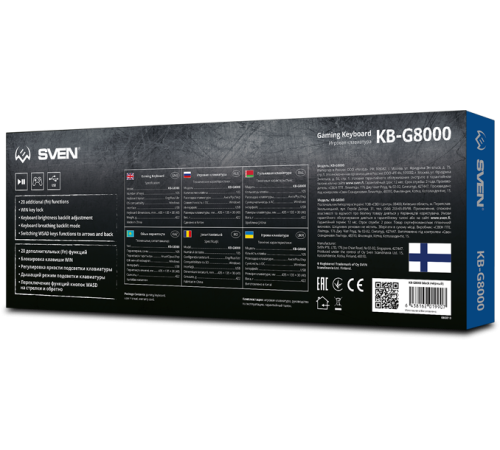Клавиатура проводная игровая SVEN KB-G8000, 105 клавиши+20 Fn функций, подсветка, черный
