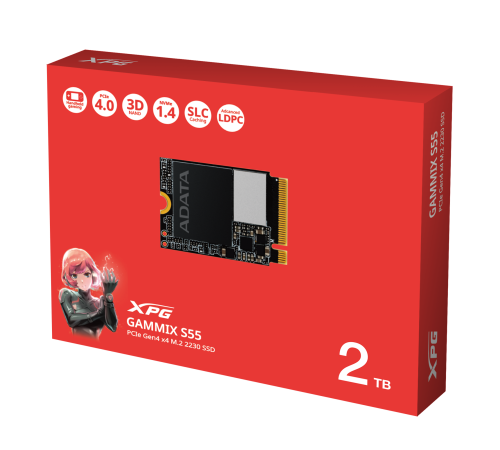 Твердотельный накопитель ADATA GAMMIX S55, 2TB, M.2(22x30mm)