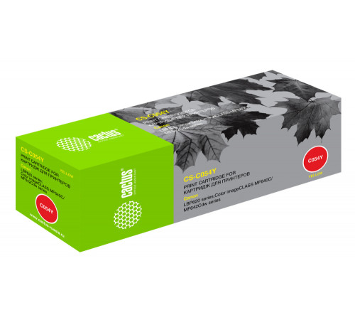 Картридж лазерный Cactus CS-C054Y 054 Y для Canon LBP 621Cw/623Cdw/641Cw/643Cdw, желтый (1200 стр.)