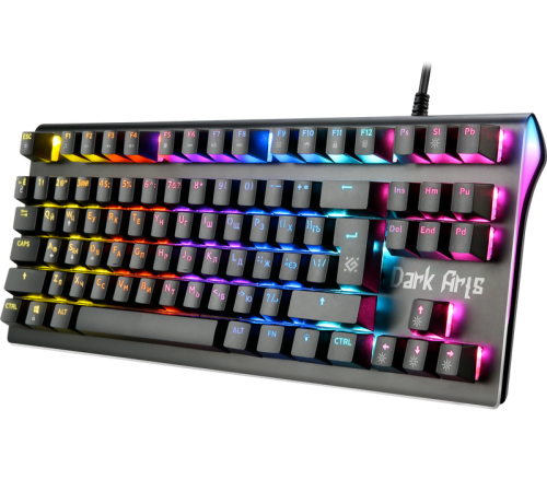 Клавиатура проводная игровая Defender Dark Arts GK-375 RU, механическая, подсветка, Rainbow, 87 клавиш, черный