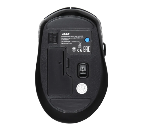 Мышь беспроводная Acer OMR070, 6 кнопок, 1600 dpi, BT, черный