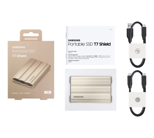 Внешний накопитель SSD 1TB Samsung T7, USB 3.2, бежевый