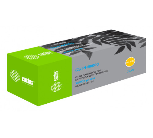 Картридж Cactus CS-PH6000C 106R01631 для Xerox Phaser 6000/6010, голубой (1000 стр.)
