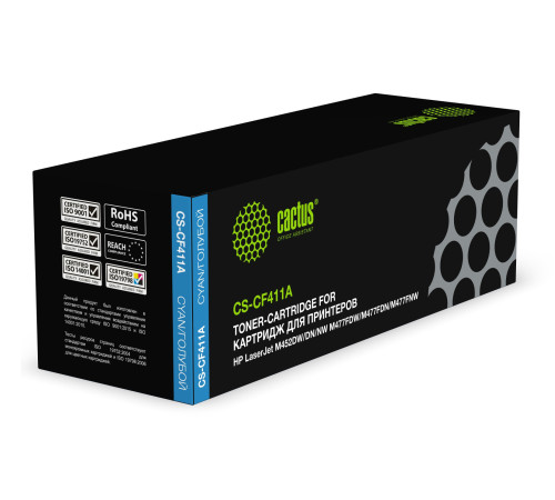 Картридж Cactus CS-CF411A CF411A для HP LJ M452DW/DN/NW M477FDW/M477FDN, голубой (2300 стр.)
