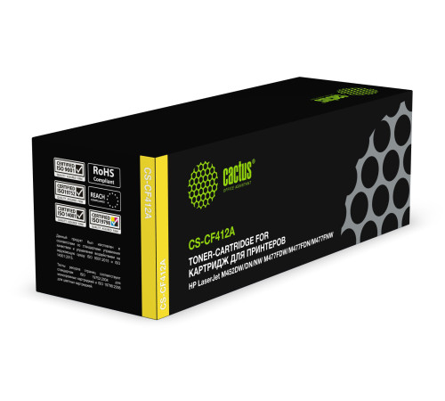 Картридж Cactus CS-CF412A CF412A для HP LJ M452DW/DN/NW M477FDW/M477FDN, желтый (2300 стр.)