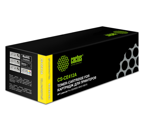 Картридж Cactus CS-CE412A CE412A для HP CLJ Pro 300/400/M351/M375, желтый (2600 стр.)
