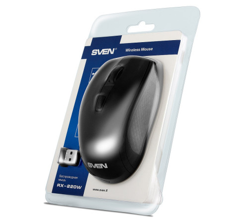 Мышь беспроводная SVEN RX-220W, 4 кнопки, 800-1600 dpi, черный